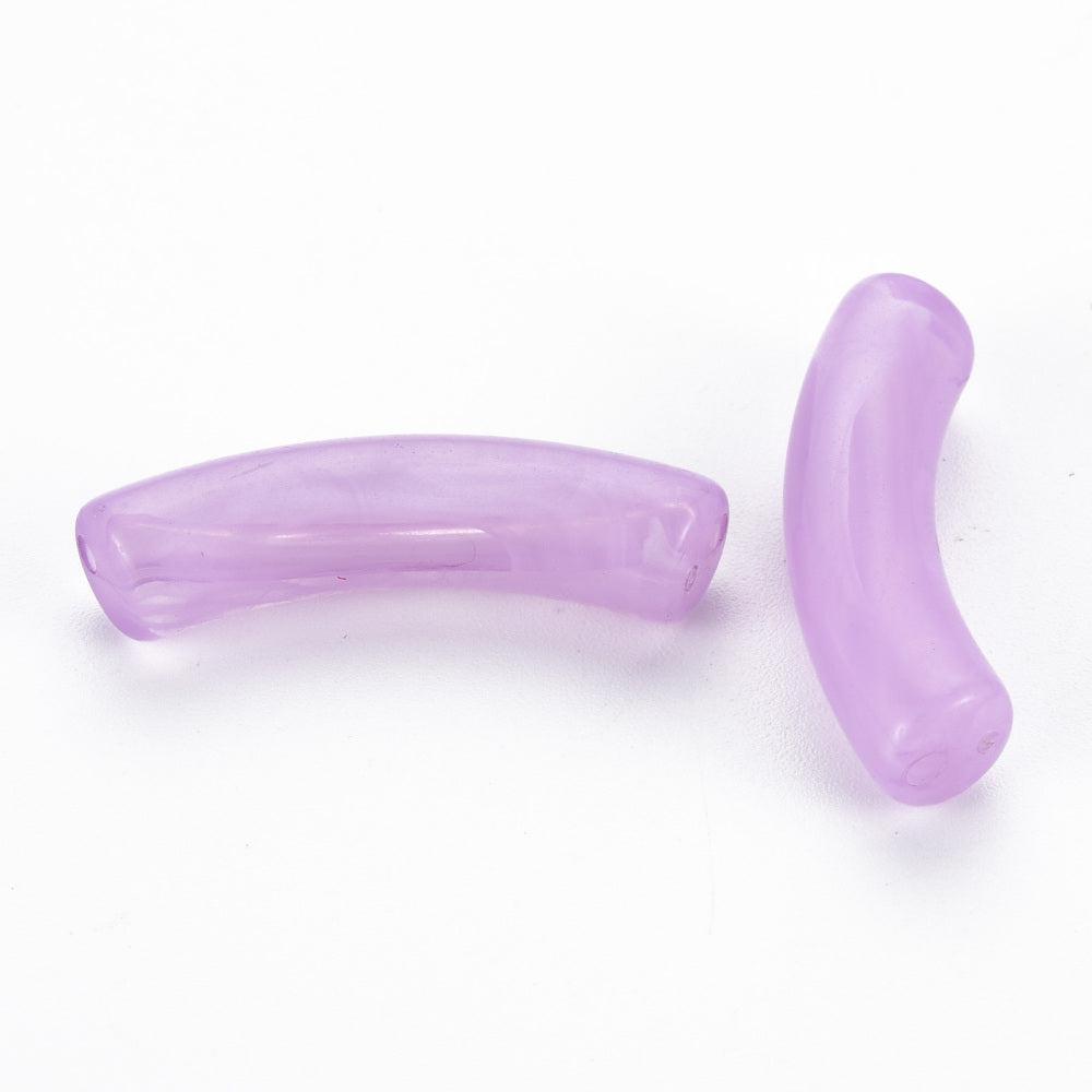 Acryl kralen tube Purple marble 32x8mm - per stuk-Kralen-Kraaltjes van Renate