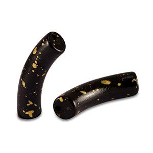 Acryl kralen tube Shiny Black-gold 32x8mm - per stuk-Kralen-Kraaltjes van Renate