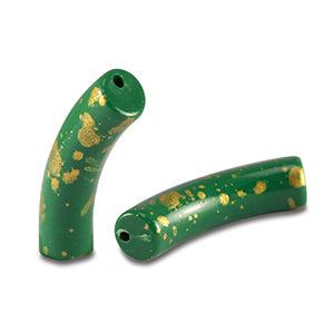 Acryl kralen tube Shiny Dark green-gold 32x8mm - per stuk-Kralen-Kraaltjes van Renate