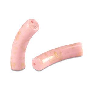 Acryl kralen tube Shiny Light pink-gold 32x8mm - per stuk-Kralen-Kraaltjes van Renate