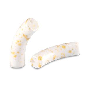 Acryl kralen tube Shiny White-gold 32x8mm - per stuk-Kralen-Kraaltjes van Renate