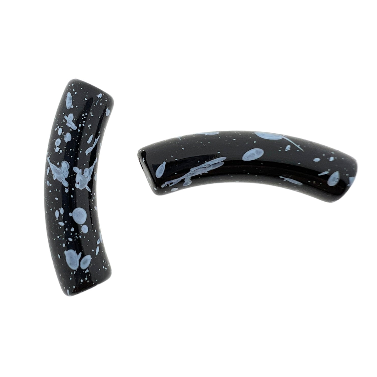 Acryl kralen tube black/grey design 32x8mm - per stuk-Kralen-Kraaltjes van Renate