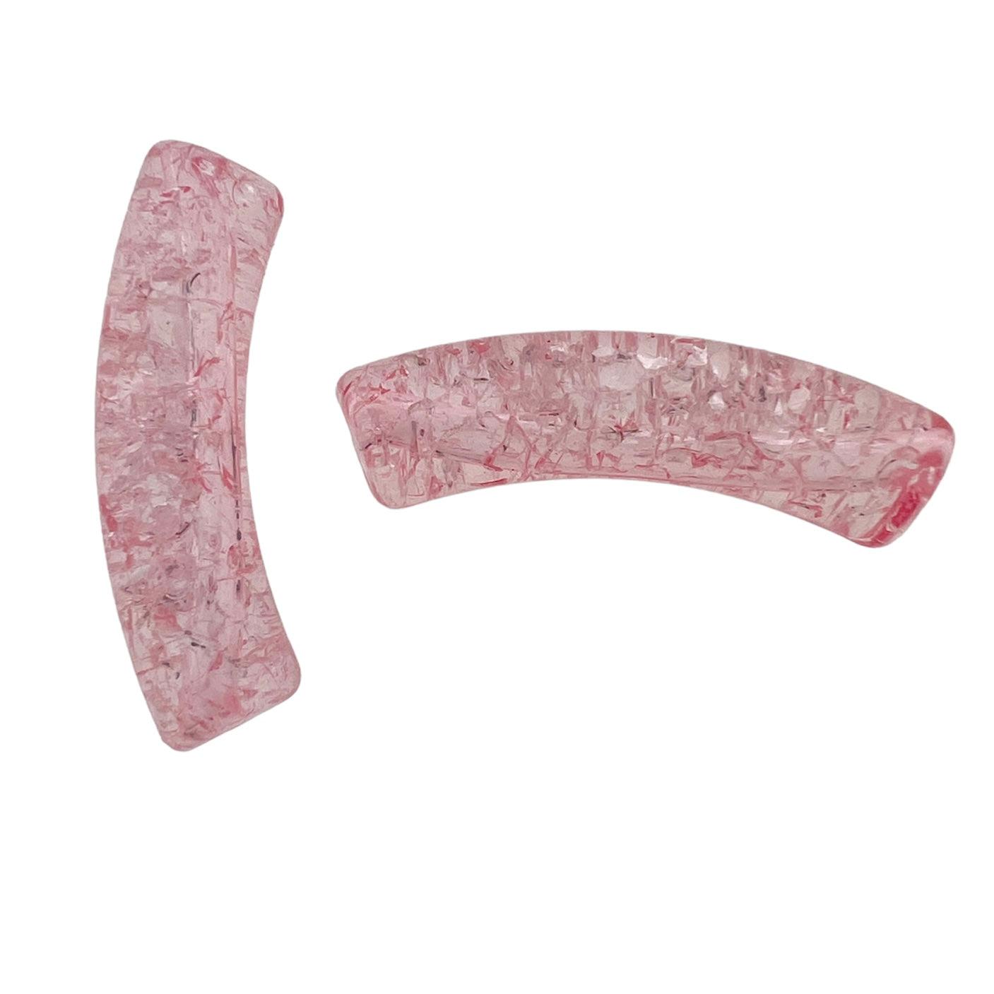 Acryl kralen tube crackle light pink 32x8mm - per stuk-Kralen-Kraaltjes van Renate