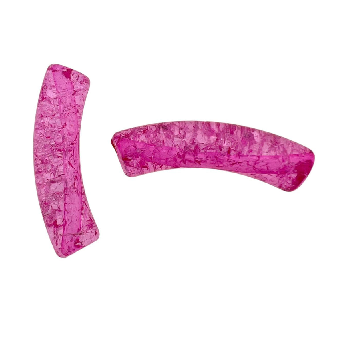 Acryl kralen tube crackle pink 32x8mm - per stuk-Kralen-Kraaltjes van Renate