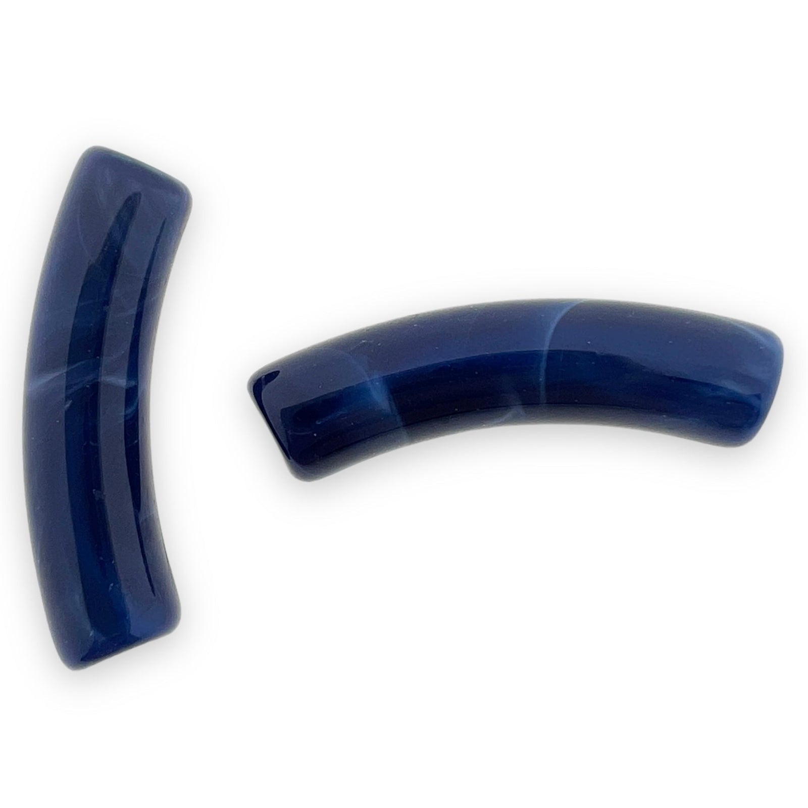 Acryl kralen tube marble dark blue 32x8mm - per stuk-Kralen-Kraaltjes van Renate