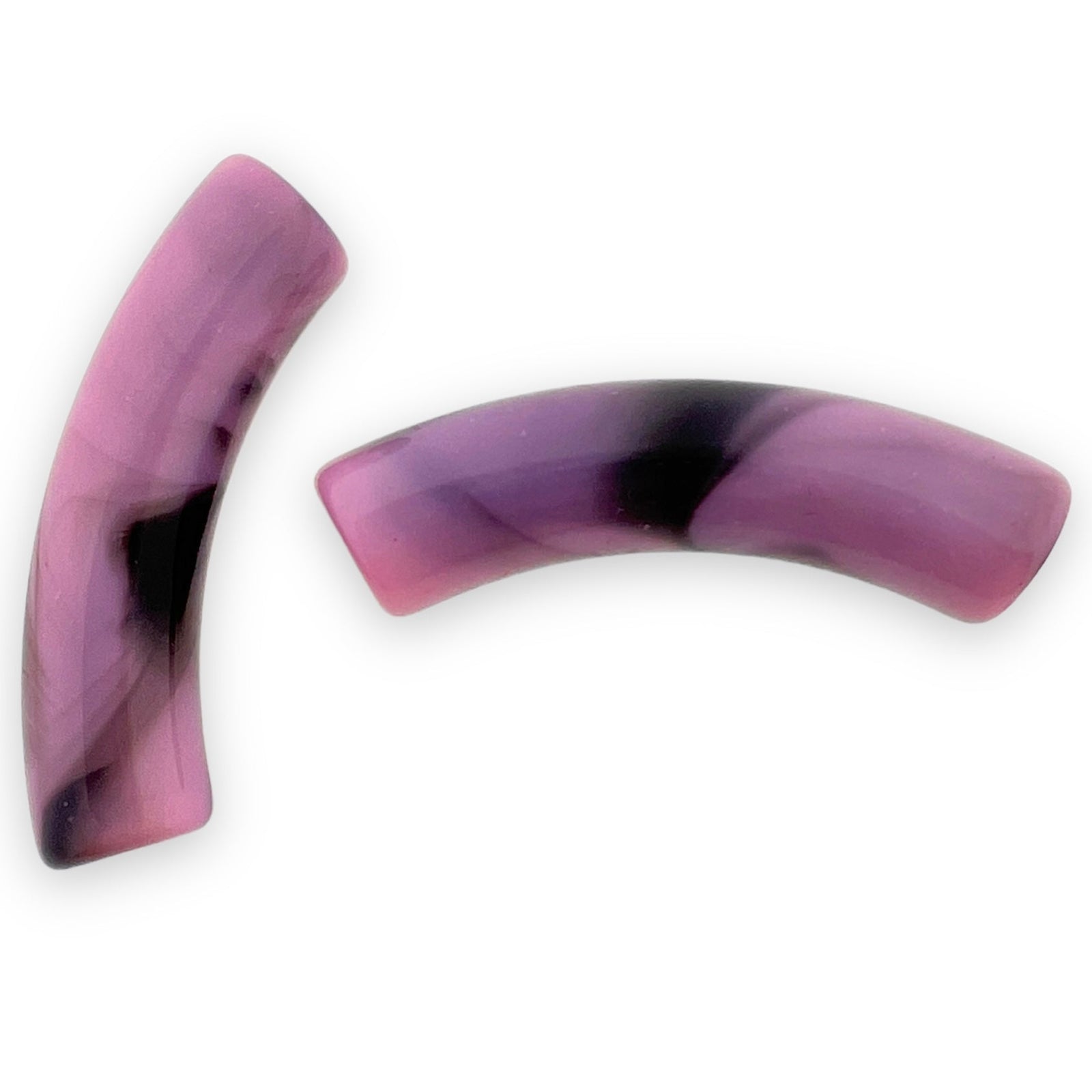 Acryl kralen tube marble lichtroze-zwart 33x8mm - per stuk-Kralen-Kraaltjes van Renate