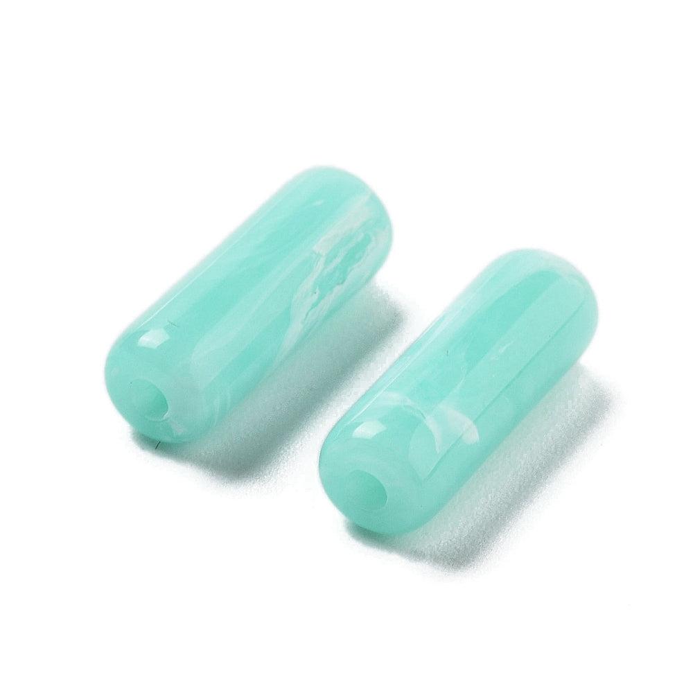 Acryl kralen tube turquoise 14x5mm- per 6 stuks-Kralen-Kraaltjes van Renate