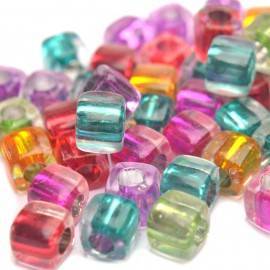 Acryl kralen vierkant metallic gemixt 8mm - ±30st-Kraaltjes van Renate