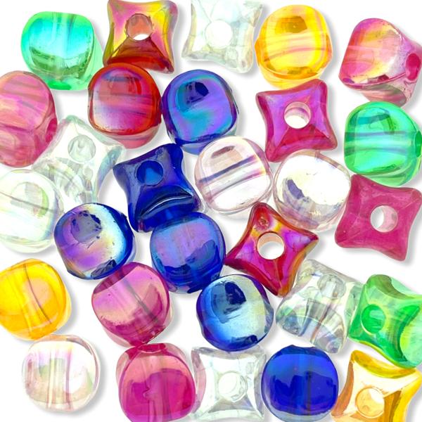 Acryl kralen vierkant shiny AB mix 8mm - 40 stuks-Kraaltjes van Renate