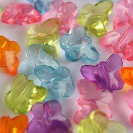 Acryl kralen vlinder gemixt 15x12mm (±35 st)-Kraaltjes van Renate