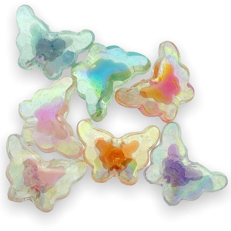 Acryl kralen vlinder multicolor AB glans 11x16mm - ±7 stuks-Kralen-Kraaltjes van Renate