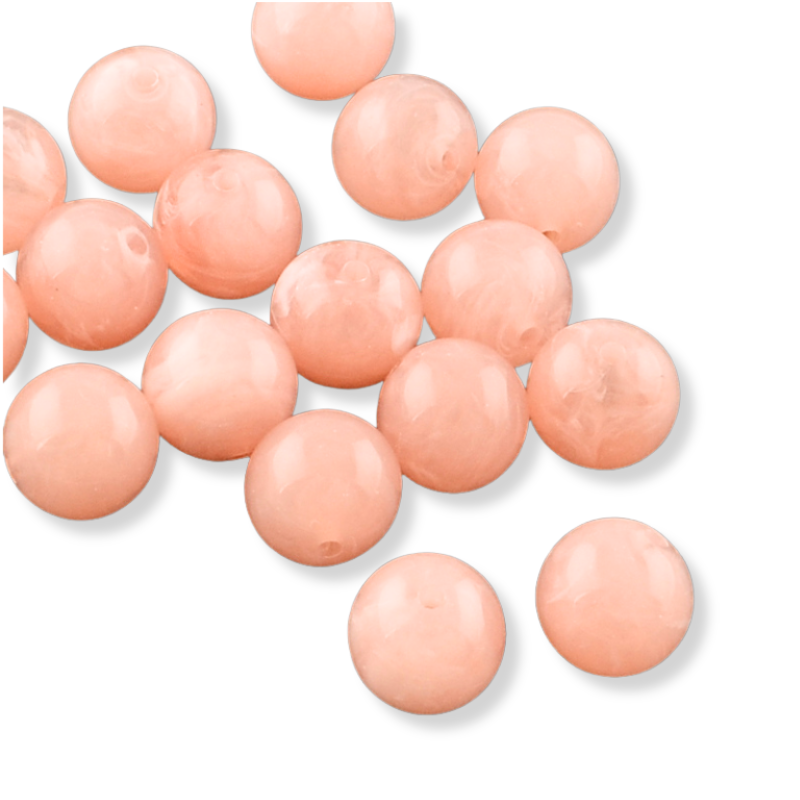 Acryl kralen zalm roze marmer 8mm - per stuk-Kralen-Kraaltjes van Renate