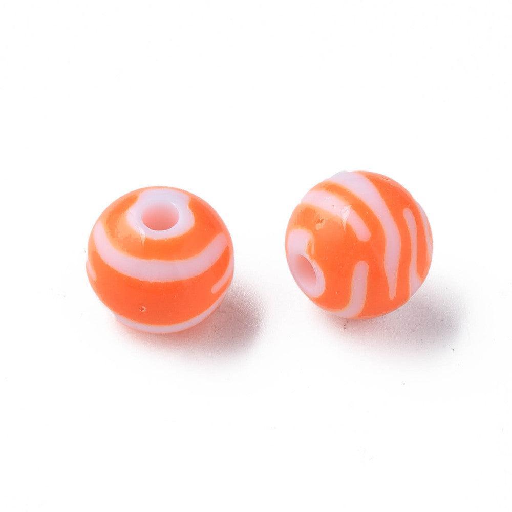 Acryl kralen gestreept Oranje 11,5mm - per 11 stuks-Kralen-Kraaltjes van Renate