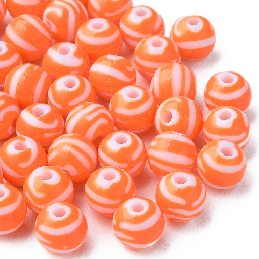 Acryl kralen gestreept Oranje 11,5mm - per 11 stuks-Kralen-Kraaltjes van Renate