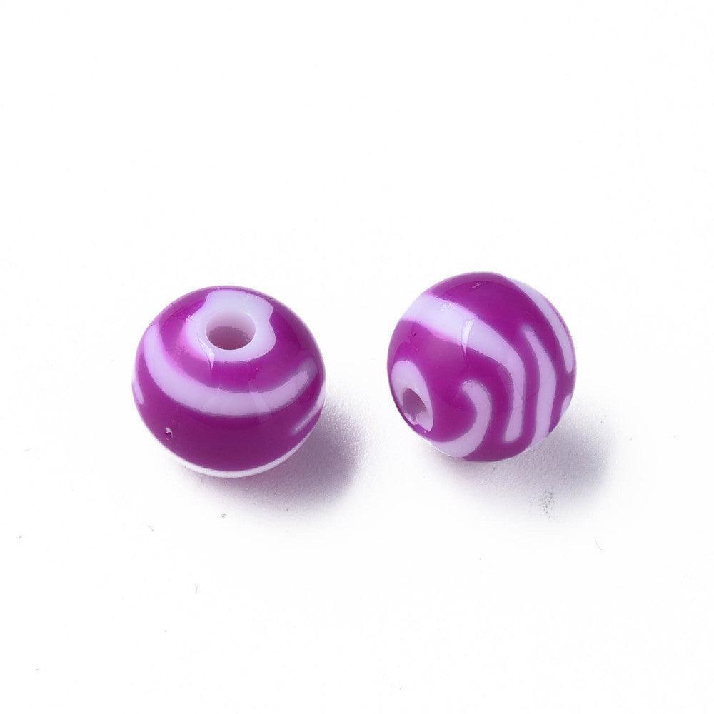 Acryl kralen gestreept Paars 11,5mm - per 11 stuks-Kralen-Kraaltjes van Renate