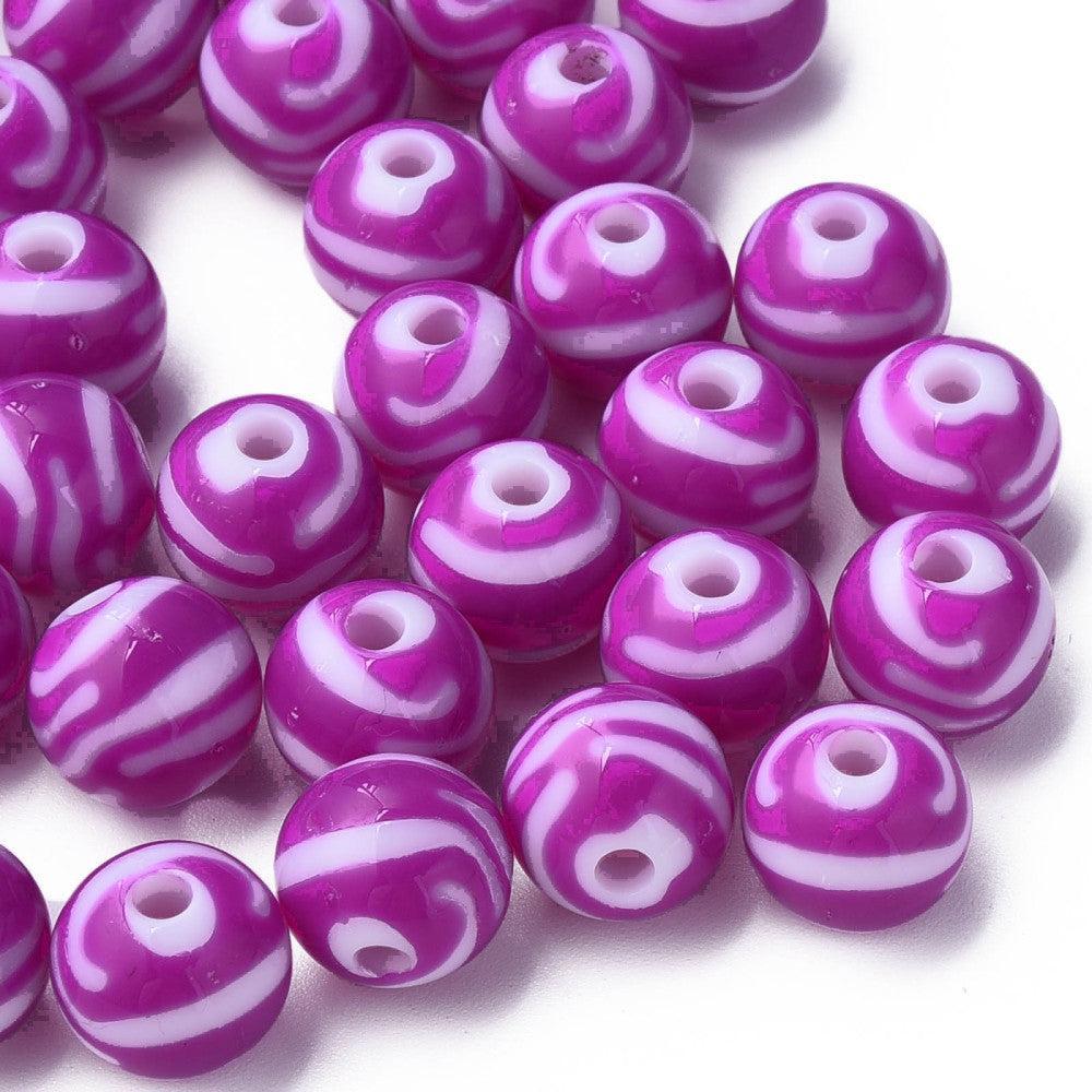 Acryl kralen gestreept Paars 11,5mm - per 11 stuks-Kralen-Kraaltjes van Renate