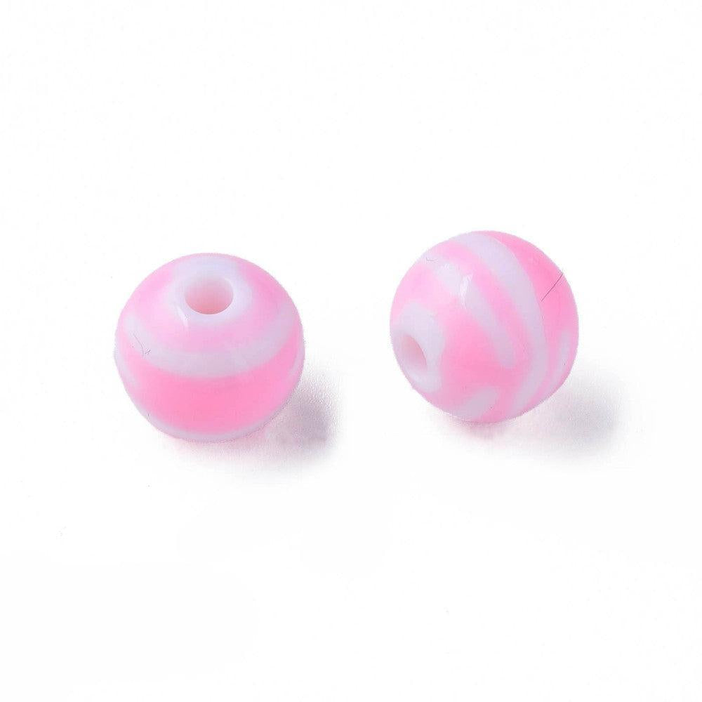Acryl kralen zebra Roze 11mm - per 11 stuks-Kralen-Kraaltjes van Renate