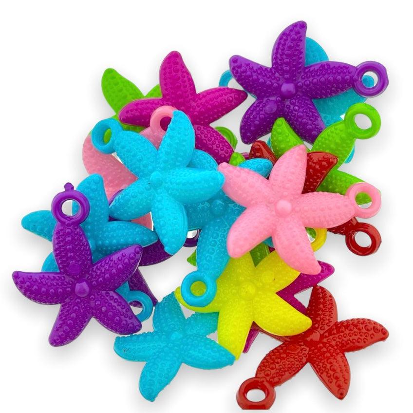 Acryl kralen zeester multicolor 24x19mm - ±20 stuks-Kralen-Kraaltjes van Renate