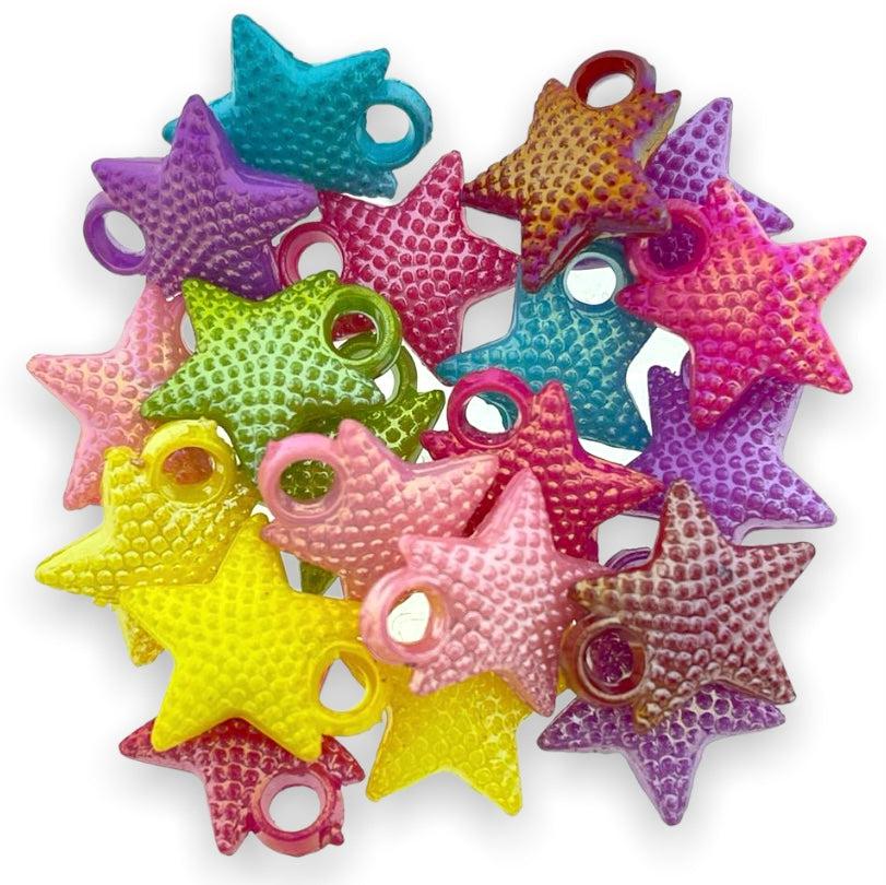 Acryl kralen zeester multicolor AB glans 17x15mm - ±20 stuks-Kralen-Kraaltjes van Renate