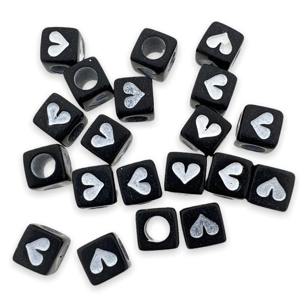 Acryl kralen zwart vierkant hartje 7mm - 20 stuks-Kralen-Kraaltjes van Renate