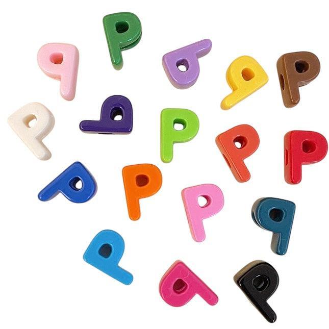 Acryl letterkraal alfabet gekleurd 21mm- per stuk-Kralen-Kraaltjes van Renate