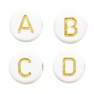 Acryl letterkralen letter A-Z Wit goud 7mm - 26 stuks-Kraaltjes van Renate