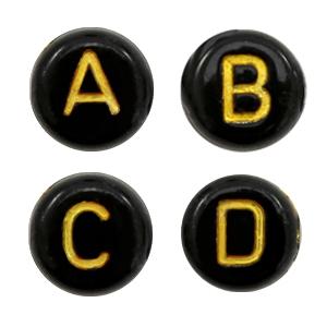 Acryl letterkralen letter A-Z Zwart goud 7mm - 26 stuks-Kraaltjes van Renate