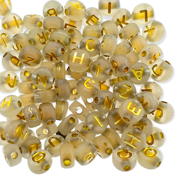 Acryl letterkralen A-Z goud 7x3.5mm - 100 stuks-Kralen-Kraaltjes van Renate