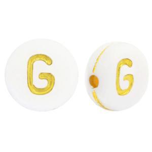 Acryl letterkralen letter G Wit goud 7mm - 10 stuks-Kralen-Kraaltjes van Renate