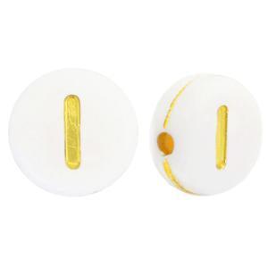 Acryl letterkralen letter I Wit goud 7mm - 10 stuks-Kralen-Kraaltjes van Renate