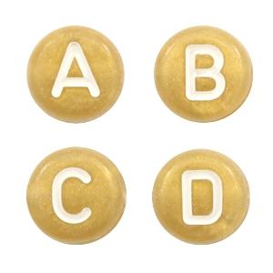 Acryl letterkralen letter Mix Goud wit 7mm - 100 stuks-Kraaltjes van Renate
