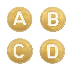 Acryl letterkralen Mix Goud wit 7mm - 100 stuks-Kralen-Kraaltjes van Renate