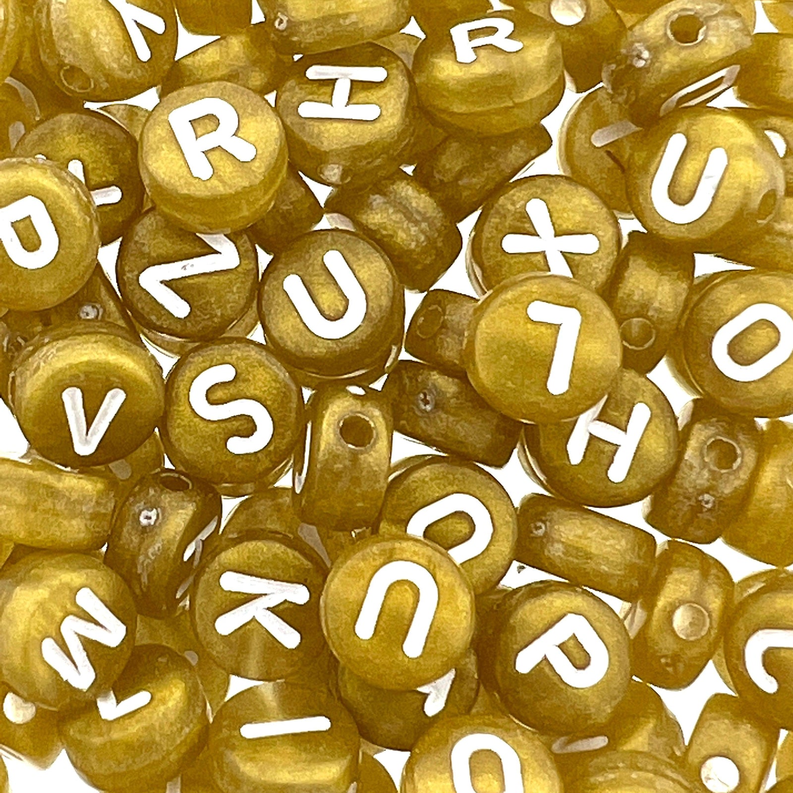 Acryl letterkralen Mix Goud wit 7mm - 100 stuks-Kralen-Kraaltjes van Renate