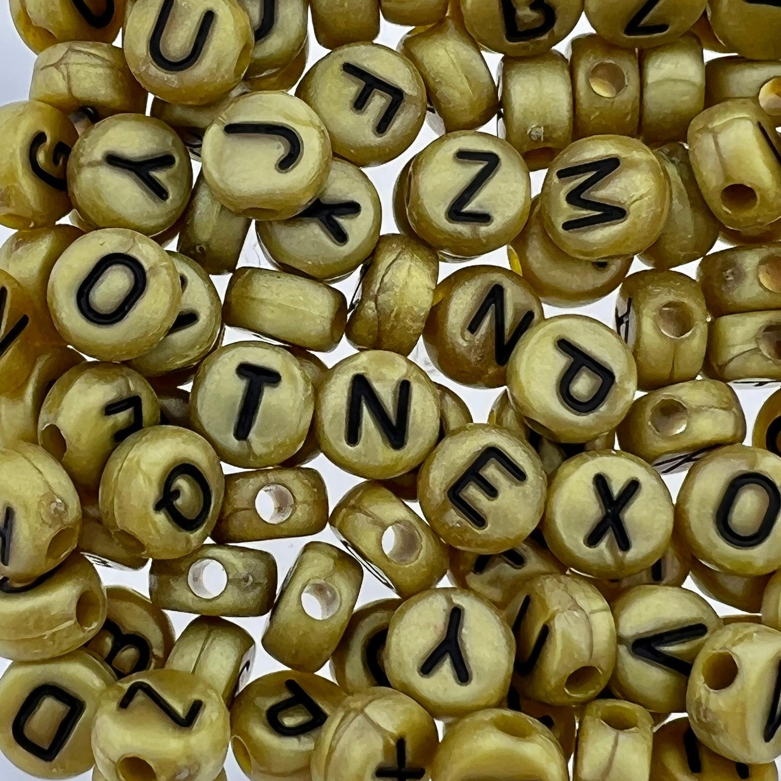 Acryl letterkralen Mix antiek Goud zwart 7mm - 100 stuks-Kralen-Kraaltjes van Renate