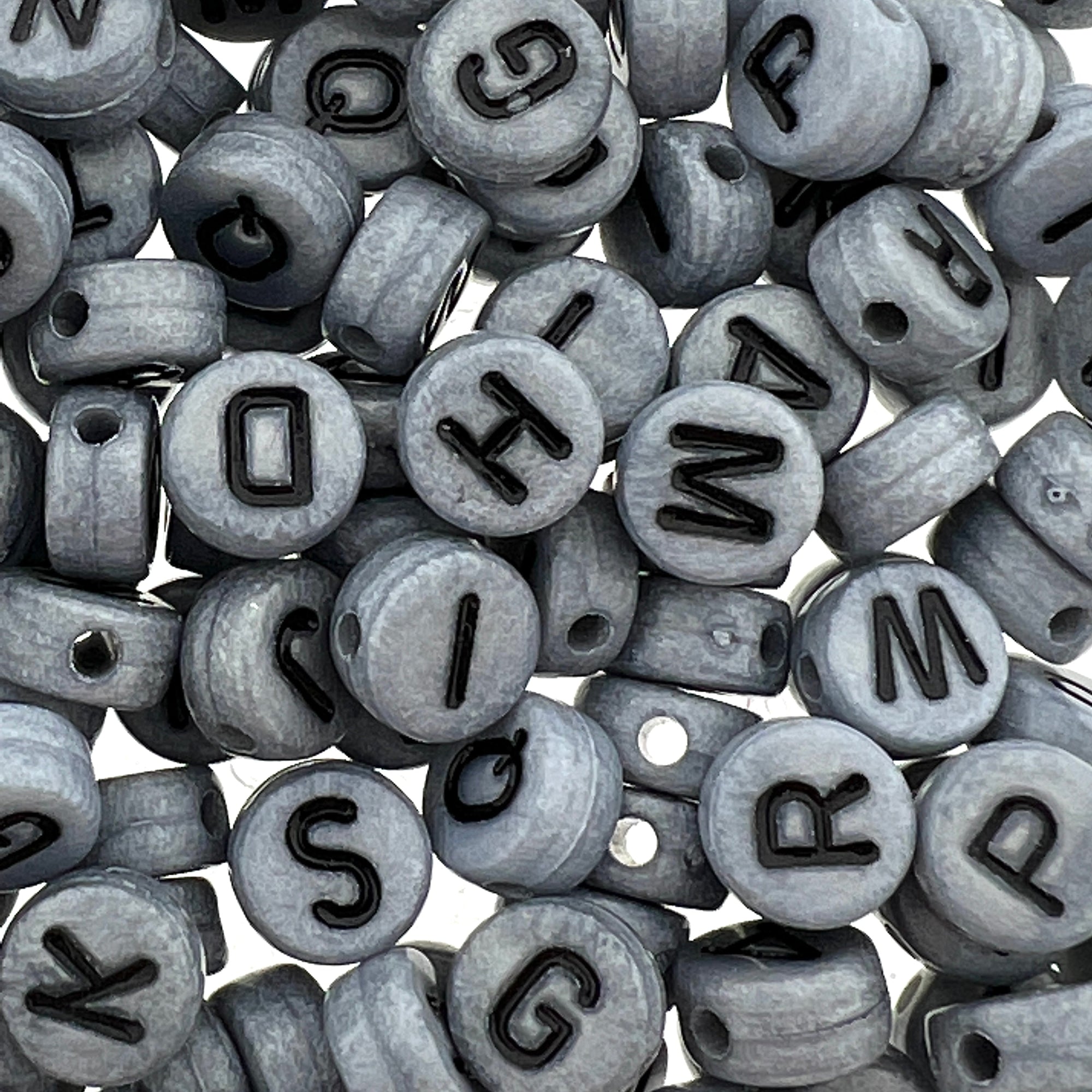 Acryl letterkralen Mix vintage grijs zwart 7mm - 100 stuks-Kralen-Kraaltjes van Renate