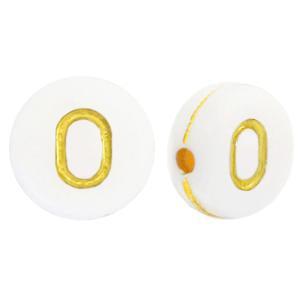 Acryl letterkralen letter O Wit goud 7mm - 10 stuks-Kralen-Kraaltjes van Renate