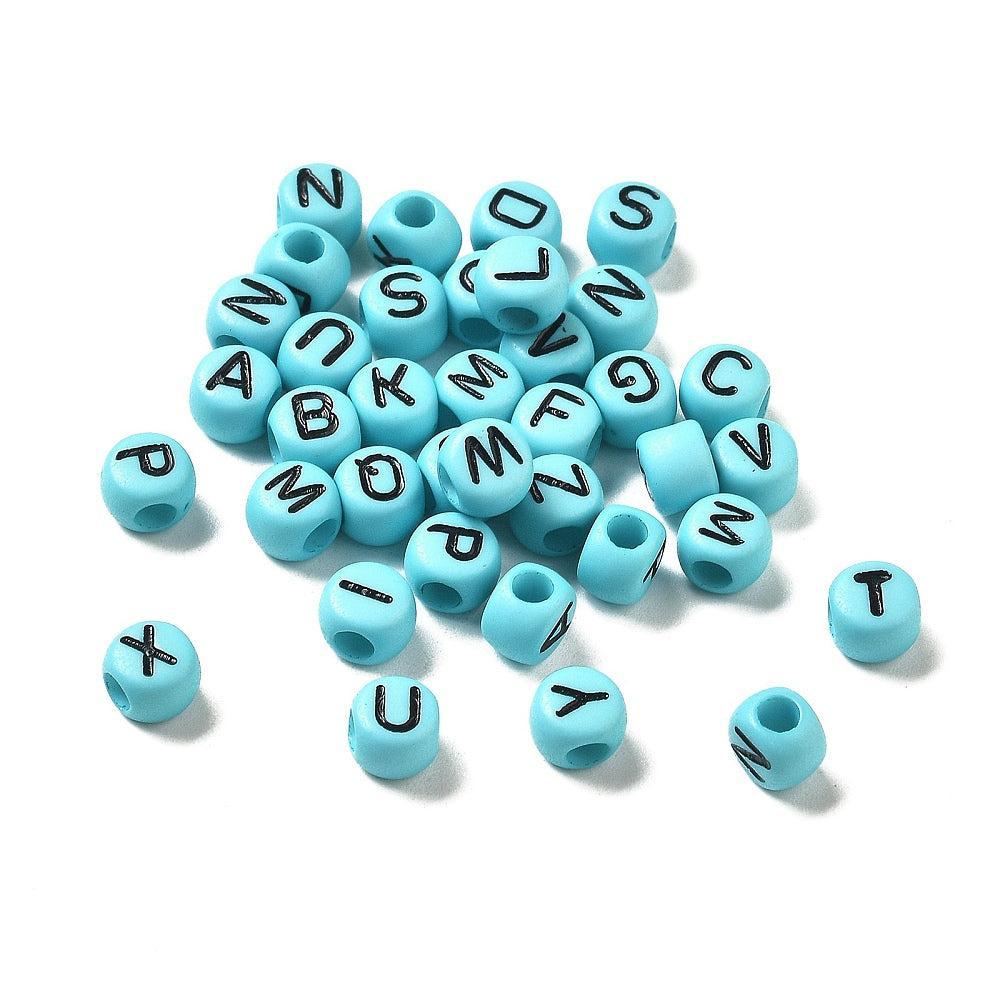 Acryl letterkralen Ø2.5mm rond Blauw 7mm - 100 stuks-Kralen-Kraaltjes van Renate