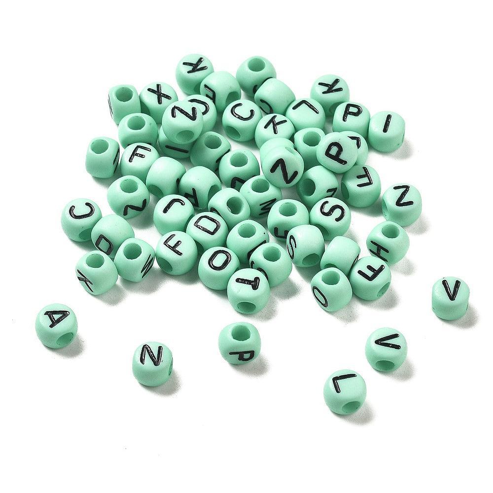 Acryl letterkralen Ø2.5mm rond Mint 7mm - 100 stuks-Kralen-Kraaltjes van Renate