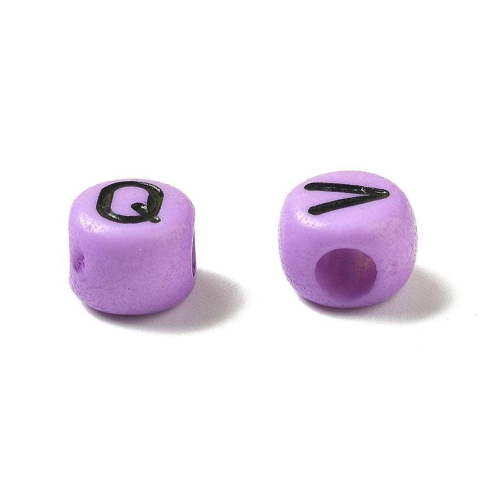 Acryl letterkralen Ø2.5mm rond Paars 7mm - 100 stuks-Kralen-Kraaltjes van Renate