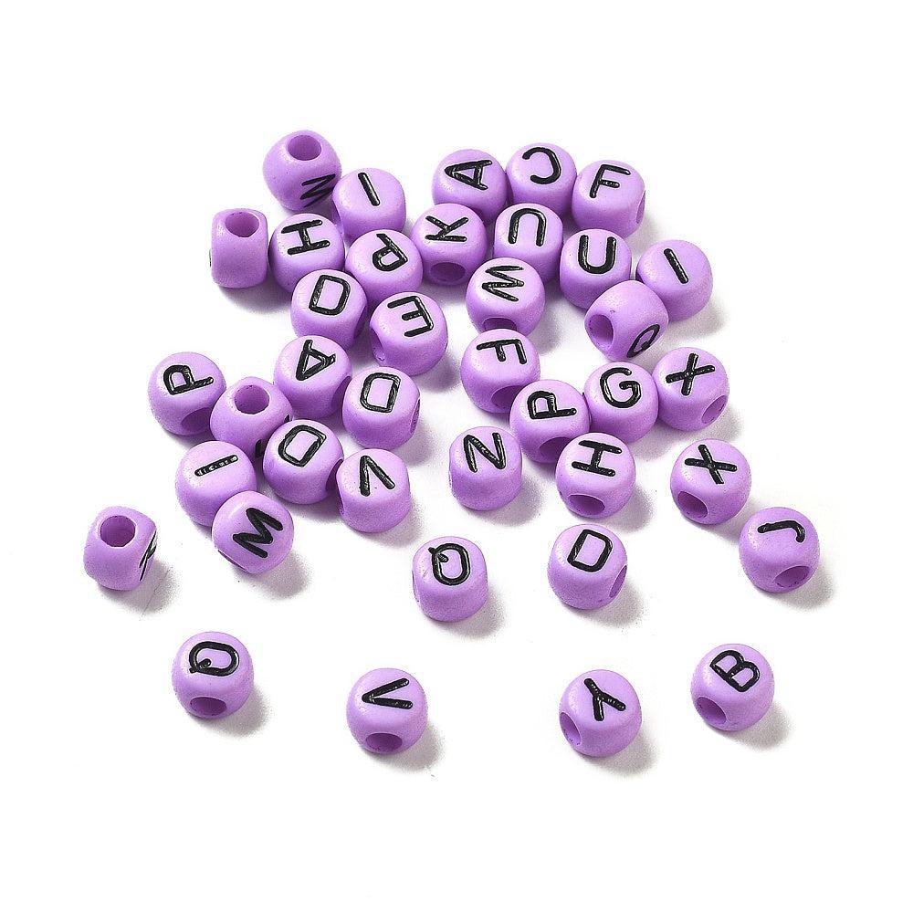 Acryl letterkralen Ø2.5mm rond Paars 7mm - 100 stuks-Kralen-Kraaltjes van Renate