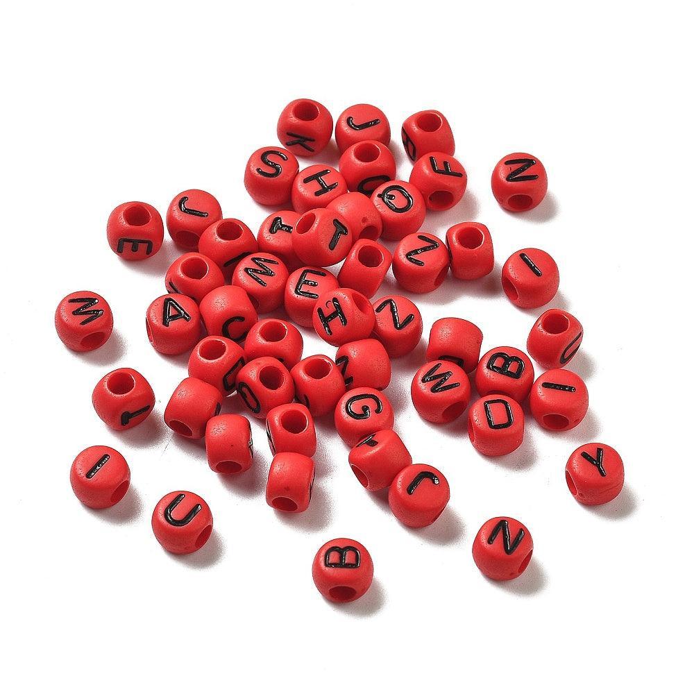 Acryl letterkralen Ø2.5mm rond Rood 7mm - 100 stuks-Kralen-Kraaltjes van Renate