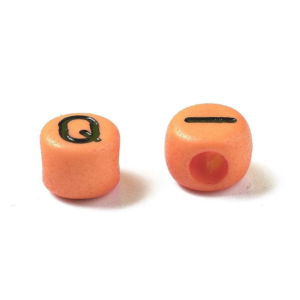 Acryl letterkralen Ø2.5mm rond oranje 7mm - 100 stuks-Kralen-Kraaltjes van Renate