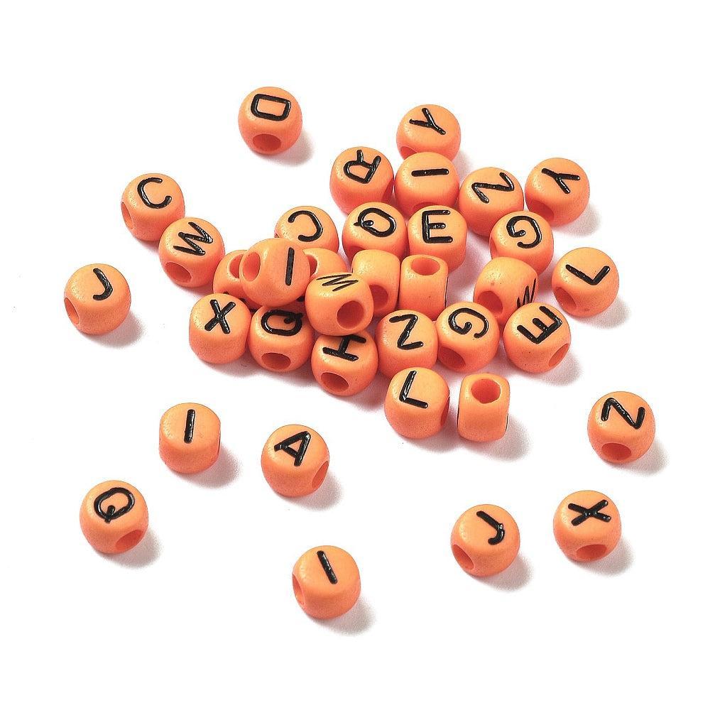 Acryl letterkralen Ø2.5mm rond oranje 7mm - 100 stuks-Kralen-Kraaltjes van Renate