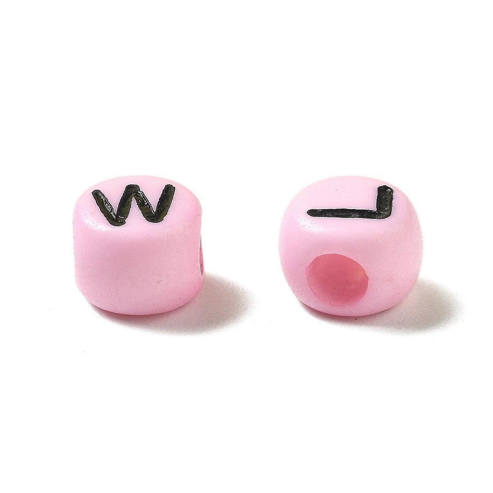 Acryl letterkralen Ø2.5mm rond roze zwart 7mm - 100 stuks-Kralen-Kraaltjes van Renate