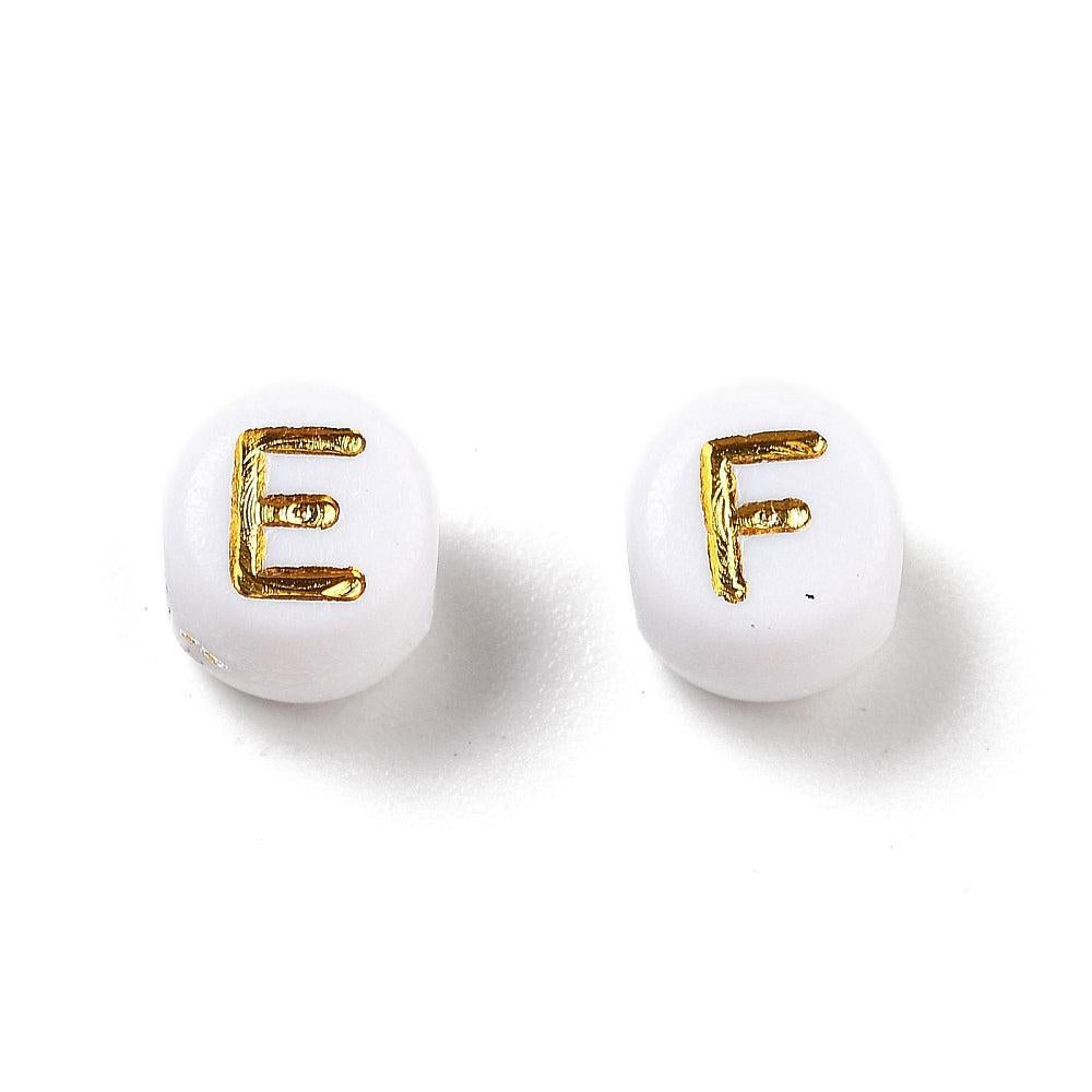 Acryl letterkralen Ø3mm rond Wit-goud 6mm - 100 stuks-Kralen-Kraaltjes van Renate