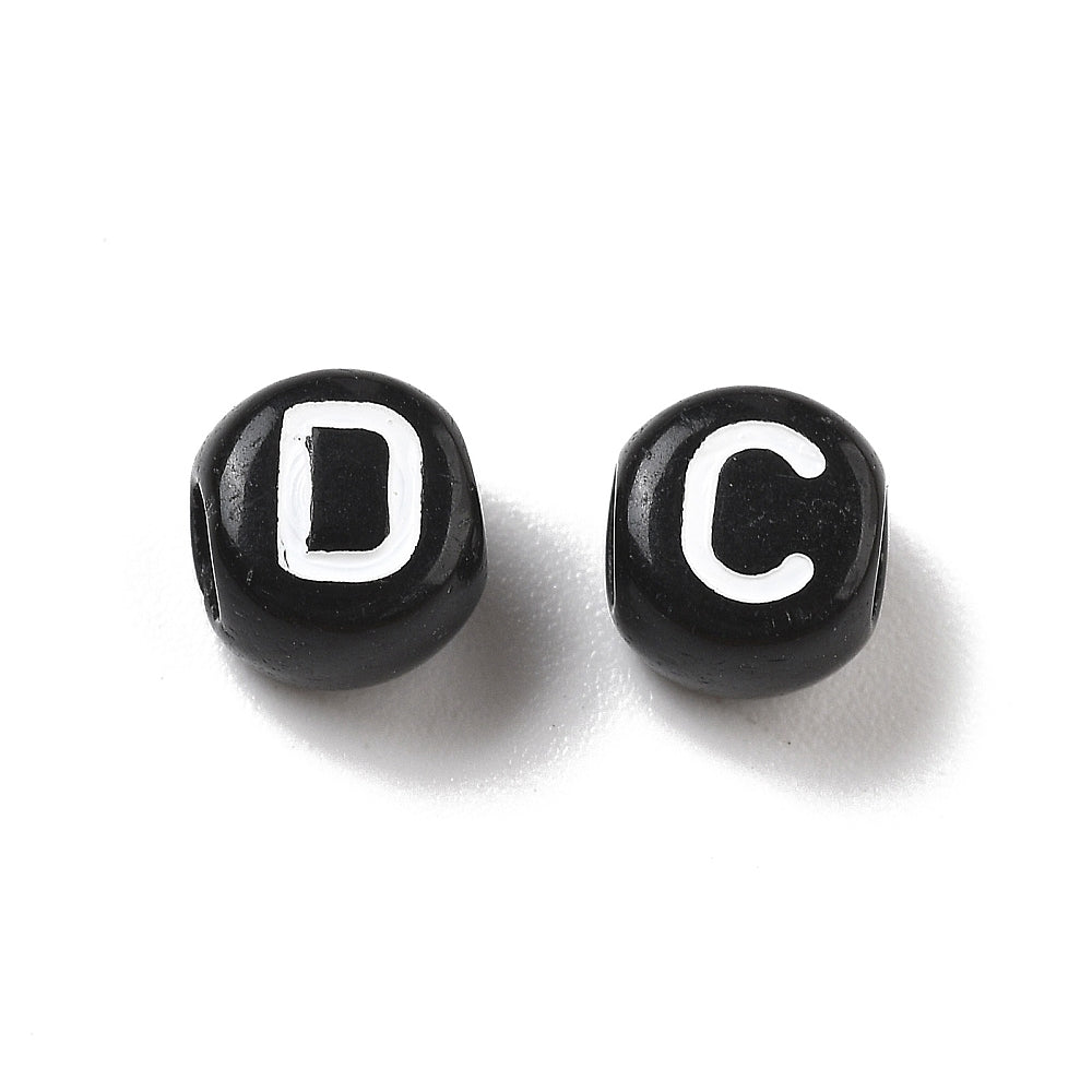 Acryl letterkralen Ø3mm rond Zwart-wit 6mm - 100 stuks-Kralen-Kraaltjes van Renate
