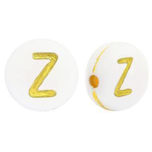 Acryl letterkralen letter Z Wit goud 7mm - 10 stuks-Kralen-Kraaltjes van Renate