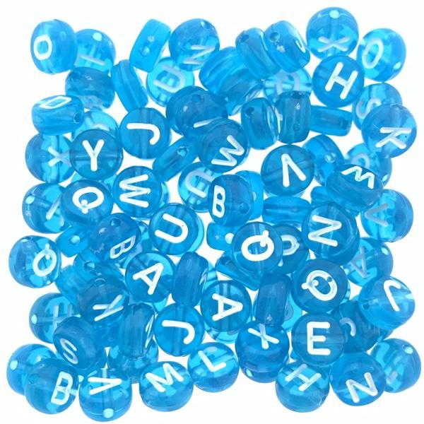 Acryl letterkralen blauw 7mm - 100 stuks-Kraaltjes van Renate