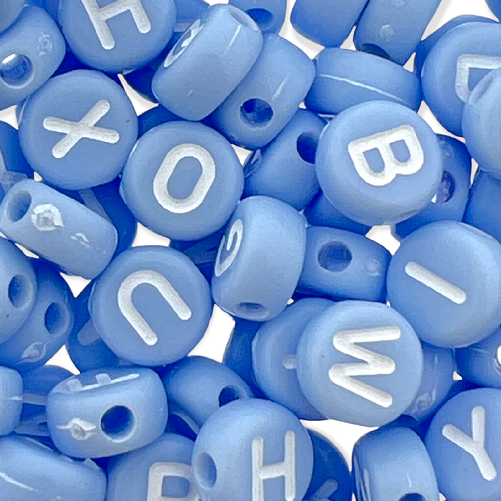 Acryl letterkralen blauw-wit 7mm - 100 stuks-Kralen-Kraaltjes van Renate