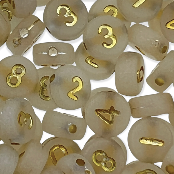 Acryl letterkralen cijfers 0-9 glow in the dark-goud 7mm - 100 stuks-Kralen-Kraaltjes van Renate